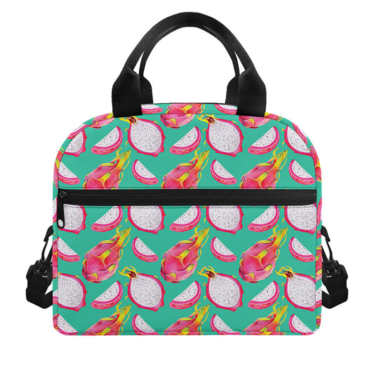 Hand Drawn Dragon Fruit Pattern Print Insulated Lunch Bag