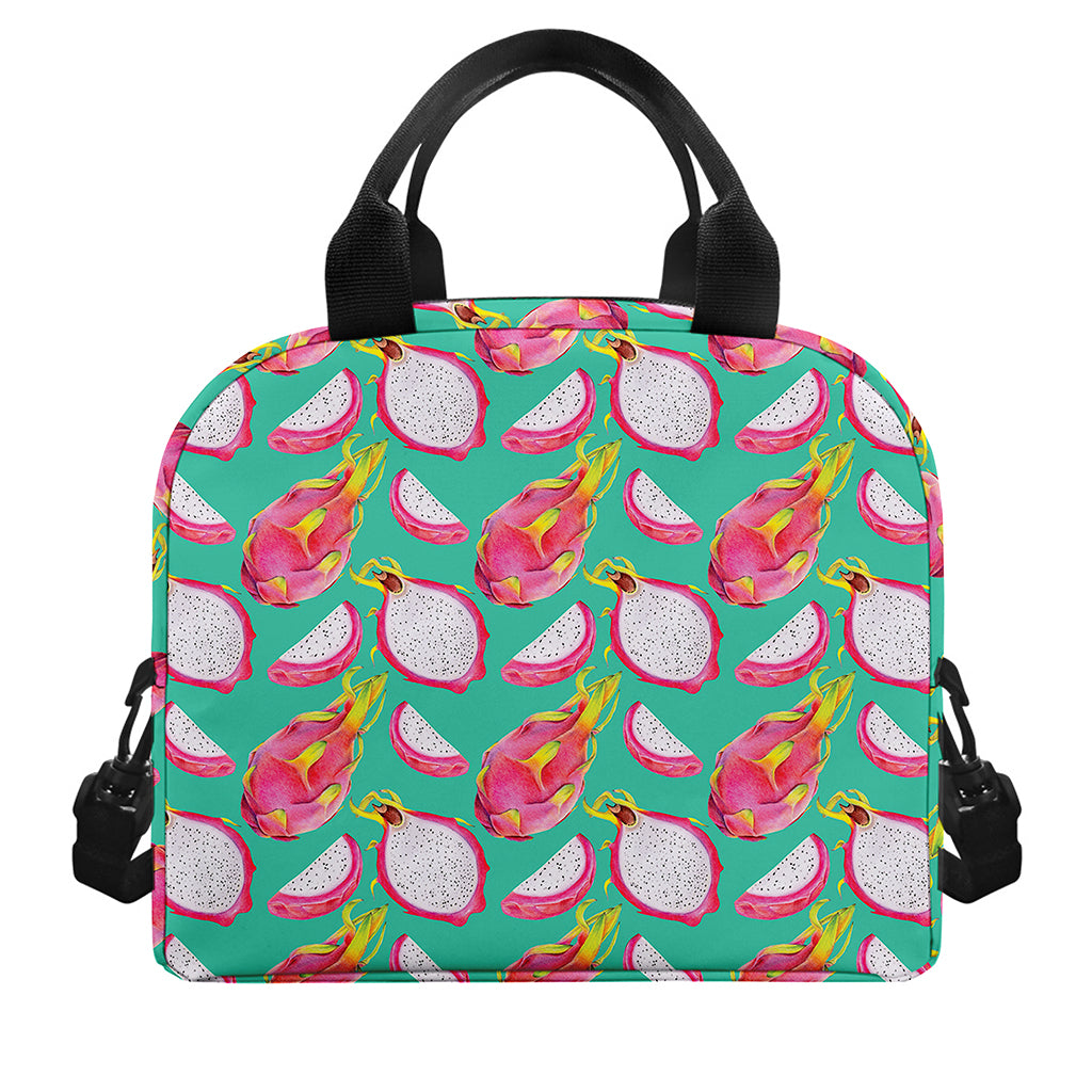 Hand Drawn Dragon Fruit Pattern Print Insulated Lunch Bag
