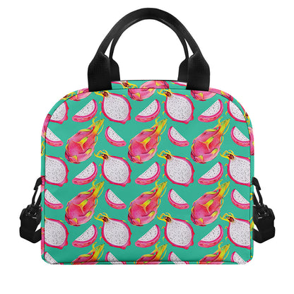 Hand Drawn Dragon Fruit Pattern Print Insulated Lunch Bag