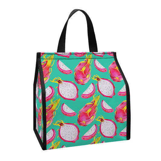Hand Drawn Dragon Fruit Pattern Print Insulated Lunch Tote