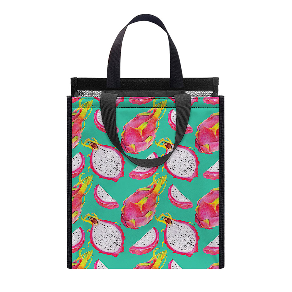 Hand Drawn Dragon Fruit Pattern Print Insulated Lunch Tote