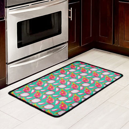 Hand Drawn Dragon Fruit Pattern Print Kitchen Mat