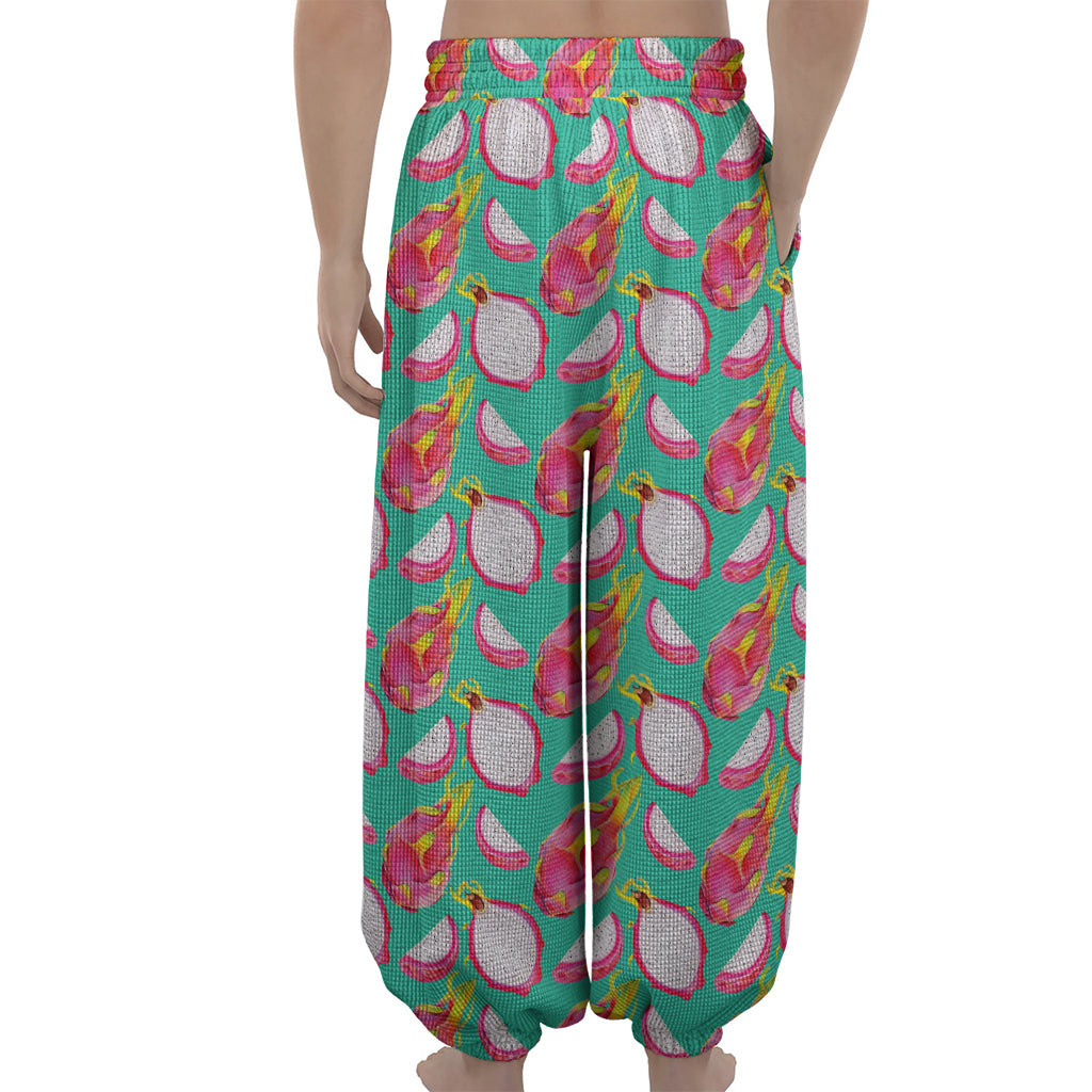 Hand Drawn Dragon Fruit Pattern Print Lantern Pants