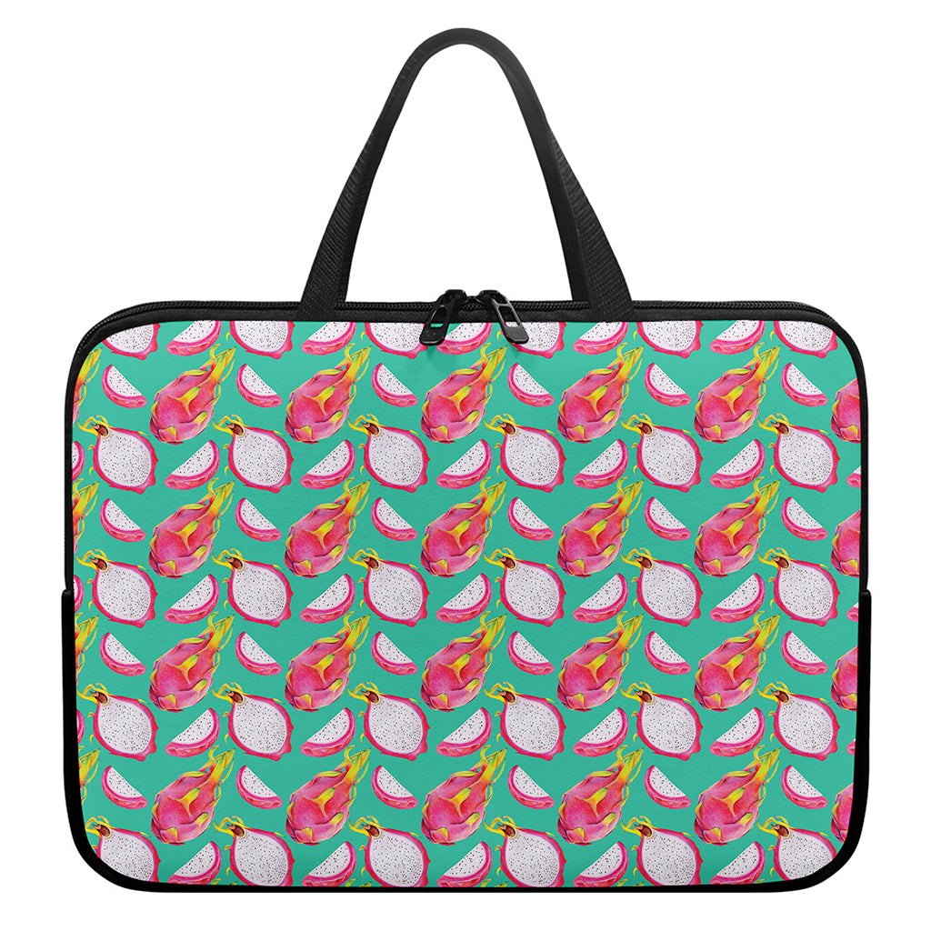 Hand Drawn Dragon Fruit Pattern Print Laptop Sleeve With Handle