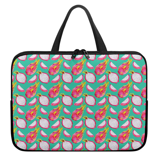 Hand Drawn Dragon Fruit Pattern Print Laptop Sleeve With Handle