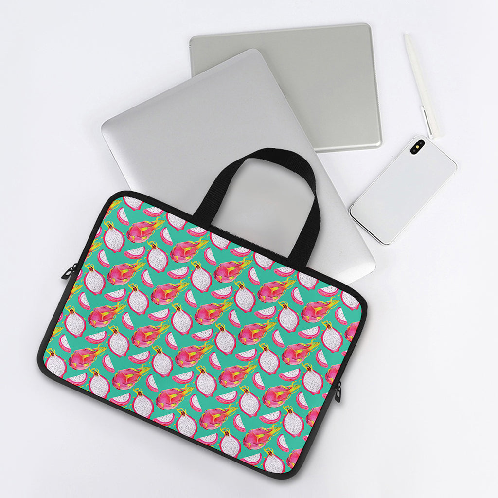 Hand Drawn Dragon Fruit Pattern Print Laptop Sleeve With Handle