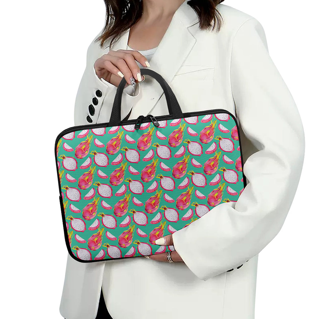 Hand Drawn Dragon Fruit Pattern Print Laptop Sleeve With Handle
