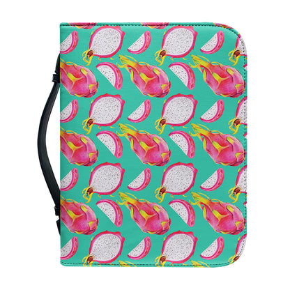 Hand Drawn Dragon Fruit Pattern Print Leather Bible Cover