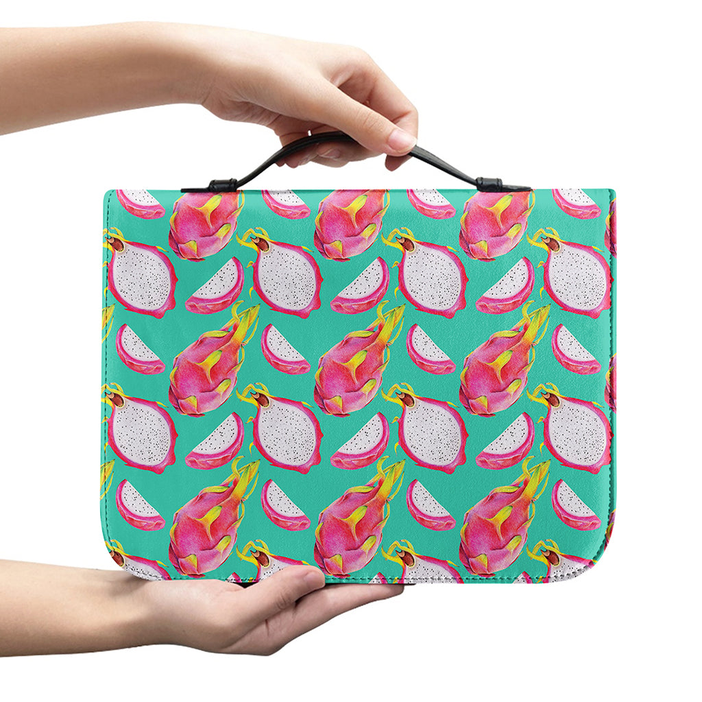 Hand Drawn Dragon Fruit Pattern Print Leather Bible Cover