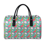 Hand Drawn Dragon Fruit Pattern Print Leather Duffle Bag
