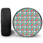 Hand Drawn Dragon Fruit Pattern Print Leather Spare Tire Cover