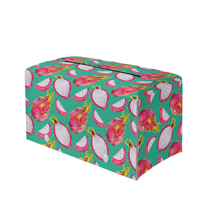 Hand Drawn Dragon Fruit Pattern Print Leather Tissue Box Cover