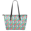 Hand Drawn Dragon Fruit Pattern Print Leather Tote Bag With Zipper