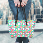 Hand Drawn Dragon Fruit Pattern Print Leather Tote Bag