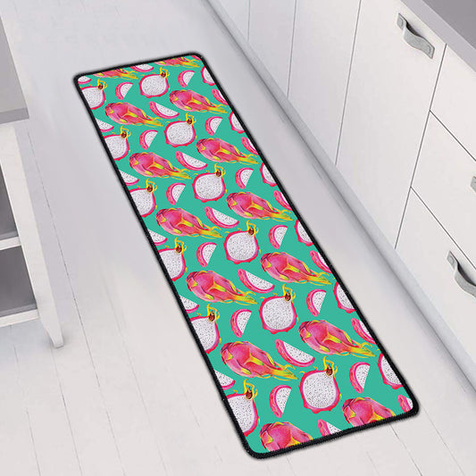 Hand Drawn Dragon Fruit Pattern Print Long Kitchen Mat