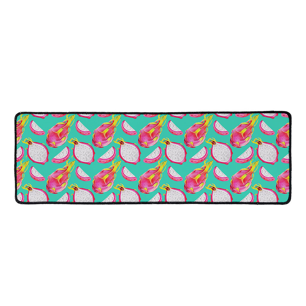 Hand Drawn Dragon Fruit Pattern Print Long Kitchen Mat