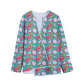 Hand Drawn Dragon Fruit Pattern Print Long Sleeve Short Coat