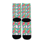 Hand Drawn Dragon Fruit Pattern Print Long Socks