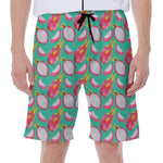 Hand Drawn Dragon Fruit Pattern Print Men's Beach Shorts