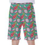 Hand Drawn Dragon Fruit Pattern Print Men's Beach Shorts