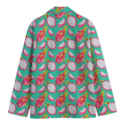 Hand Drawn Dragon Fruit Pattern Print Men's Blazer