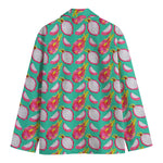 Hand Drawn Dragon Fruit Pattern Print Men's Blazer