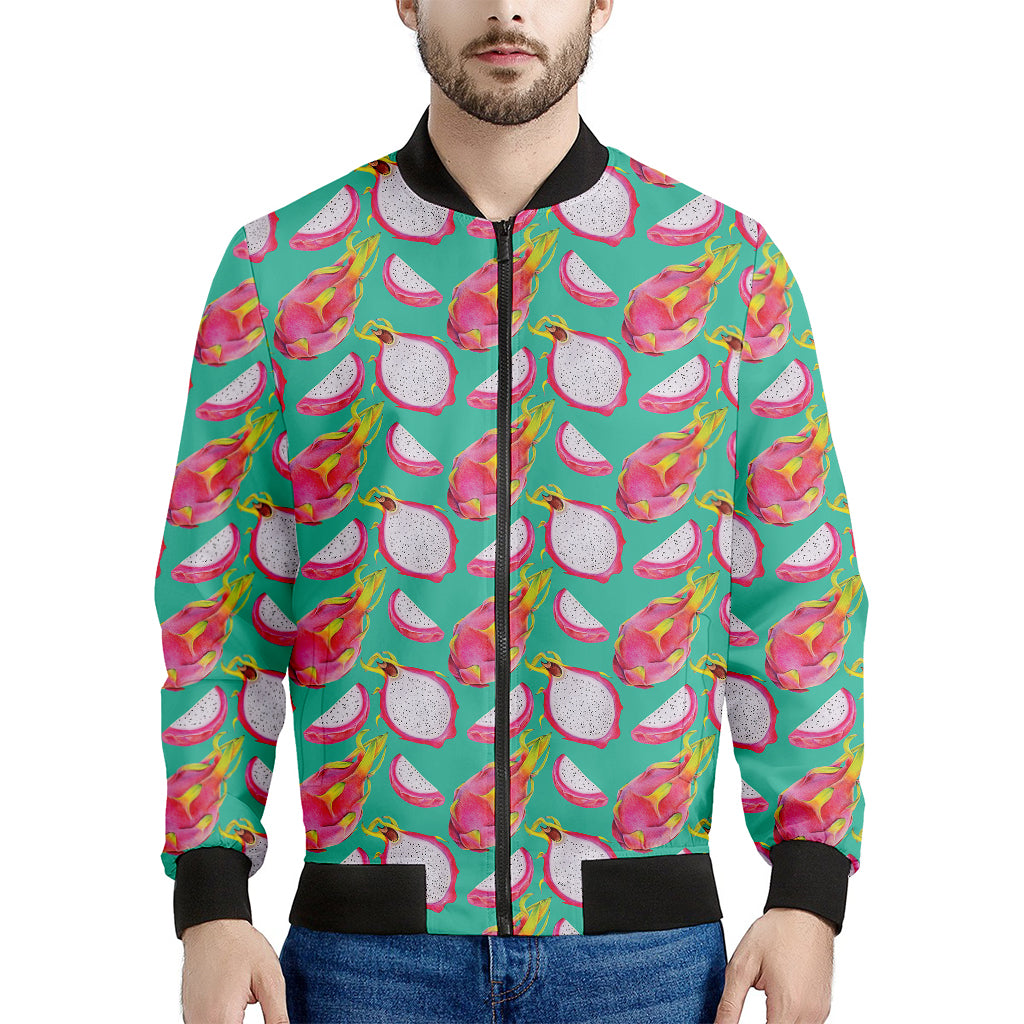 Hand Drawn Dragon Fruit Pattern Print Men's Bomber Jacket