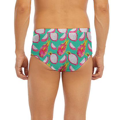 Hand Drawn Dragon Fruit Pattern Print Men's Briefs