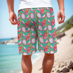 Hand Drawn Dragon Fruit Pattern Print Men's Cargo Shorts
