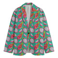 Hand Drawn Dragon Fruit Pattern Print Men's Cotton Blazer