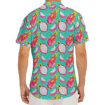 Hand Drawn Dragon Fruit Pattern Print Men's Deep V-Neck Shirt