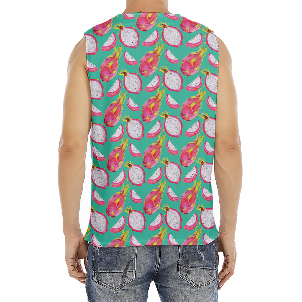 Hand Drawn Dragon Fruit Pattern Print Men's Fitness Tank Top