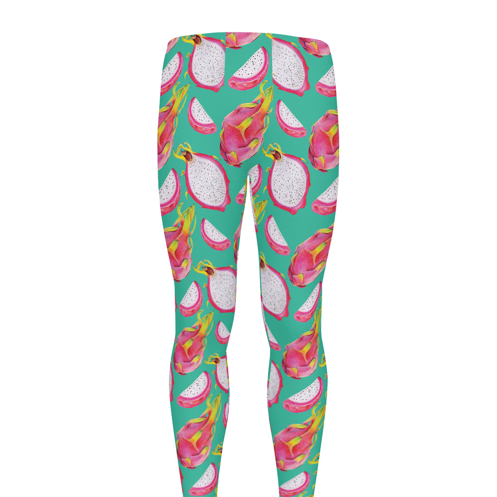 Hand Drawn Dragon Fruit Pattern Print Men's leggings
