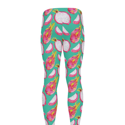 Hand Drawn Dragon Fruit Pattern Print Men's leggings