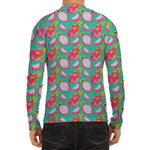 Hand Drawn Dragon Fruit Pattern Print Men's Long Sleeve Rash Guard