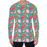 Hand Drawn Dragon Fruit Pattern Print Men's Long Sleeve T-Shirt