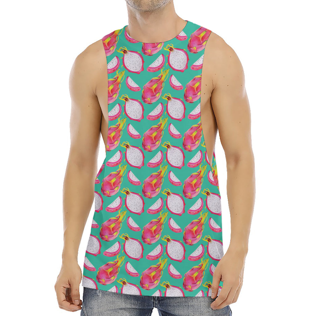 Hand Drawn Dragon Fruit Pattern Print Men's Muscle Tank Top