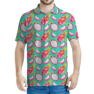 Hand Drawn Dragon Fruit Pattern Print Men's Polo Shirt