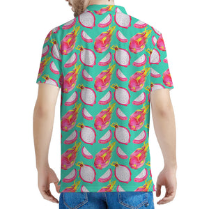 Hand Drawn Dragon Fruit Pattern Print Men's Polo Shirt