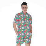 Hand Drawn Dragon Fruit Pattern Print Men's Rompers