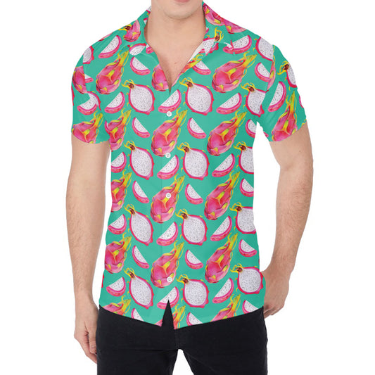 Hand Drawn Dragon Fruit Pattern Print Men's Shirt