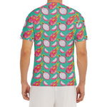 Hand Drawn Dragon Fruit Pattern Print Men's Short Sleeve Rash Guard