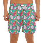 Hand Drawn Dragon Fruit Pattern Print Men's Split Running Shorts