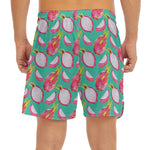 Hand Drawn Dragon Fruit Pattern Print Men's Split Running Shorts