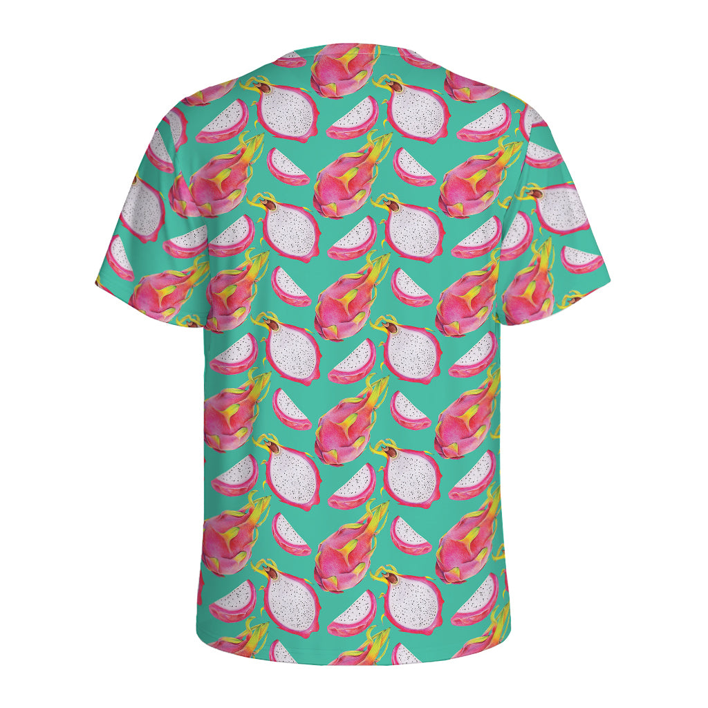 Hand Drawn Dragon Fruit Pattern Print Men's Sports T-Shirt