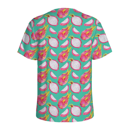 Hand Drawn Dragon Fruit Pattern Print Men's Sports T-Shirt