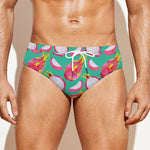 Hand Drawn Dragon Fruit Pattern Print Men's Swim Briefs