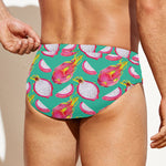 Hand Drawn Dragon Fruit Pattern Print Men's Swim Briefs
