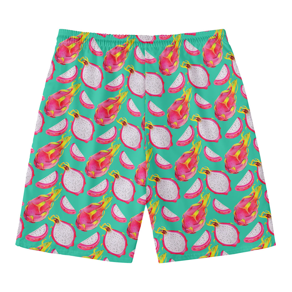 Hand Drawn Dragon Fruit Pattern Print Men's Swim Trunks