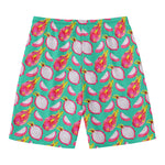 Hand Drawn Dragon Fruit Pattern Print Men's Swim Trunks